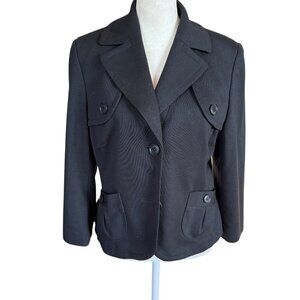 Ann Taylor Loft short black long sleeve collared single breasted coat women's 8
